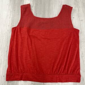 Prana Abbott Pass Ginger Flower Crocheted Lace Soft Knit Tank Top Large